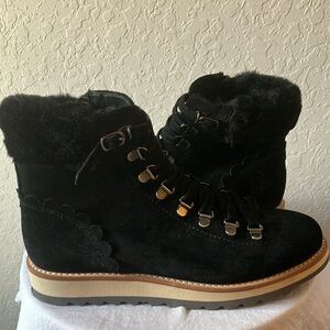 Kate Spade: Maira Black Suede Ankle Hiking Boots- side zip- 8.5 marks
